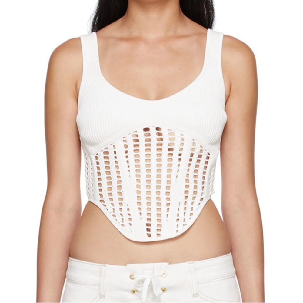 Dion Lee White Recycled Viscose Corset Tank